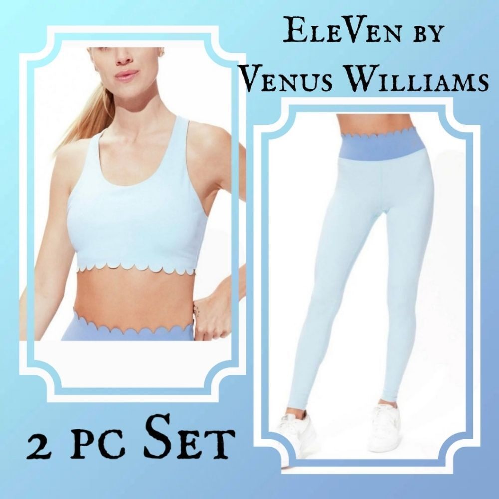 NWT EleVen By Venus Williams Pretty Power Sports Bra & Legging Set Ice Blue